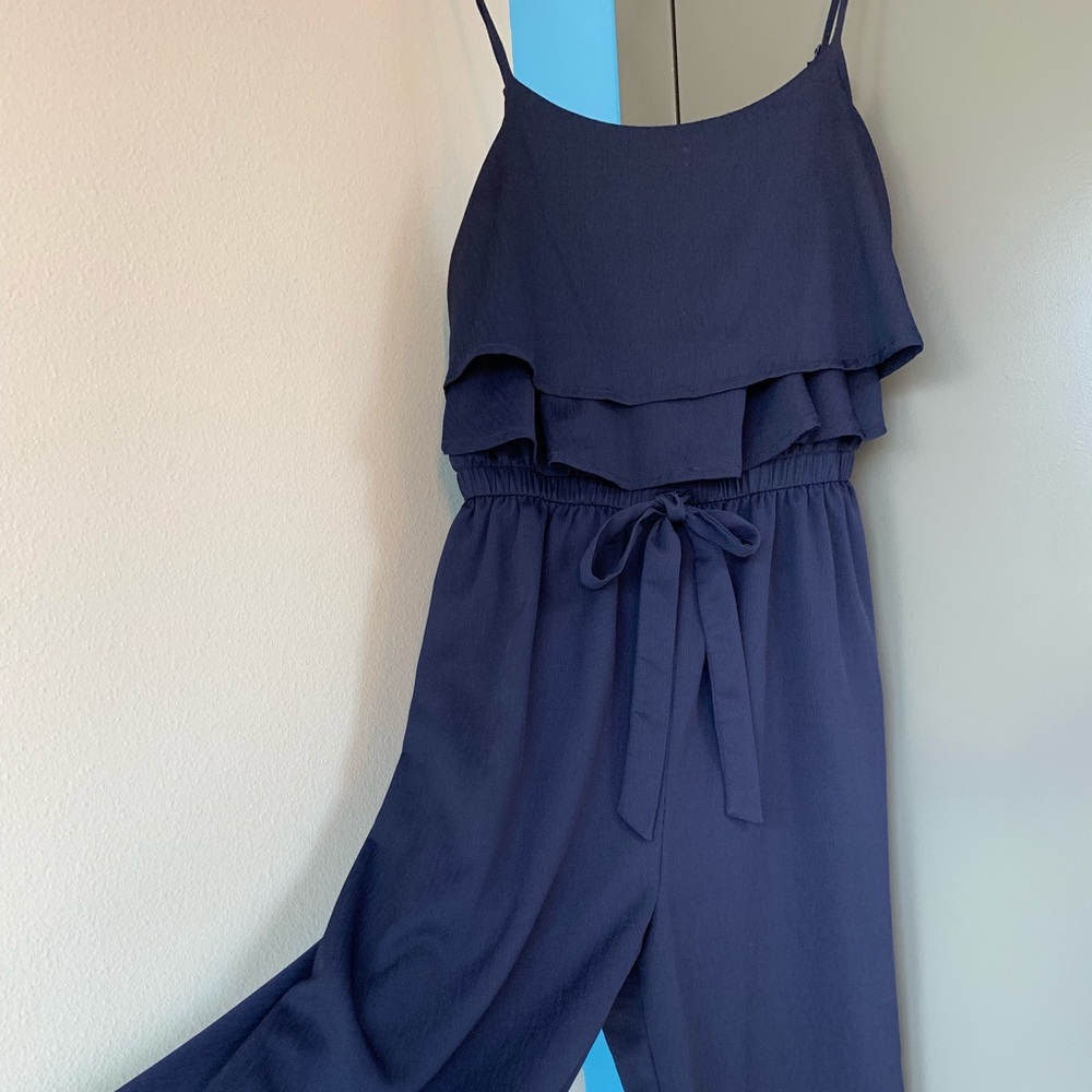 Navy adjustable strap romper